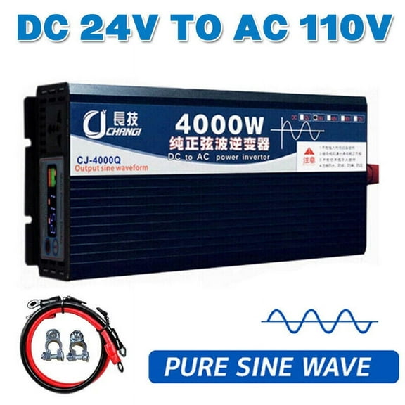 JIAN YA NA 4000W Pure Sine Wave Power Inverter DC 24V to AC 110V Converter for Car, Truck, Home, Vehicles, Boat, Power Converter