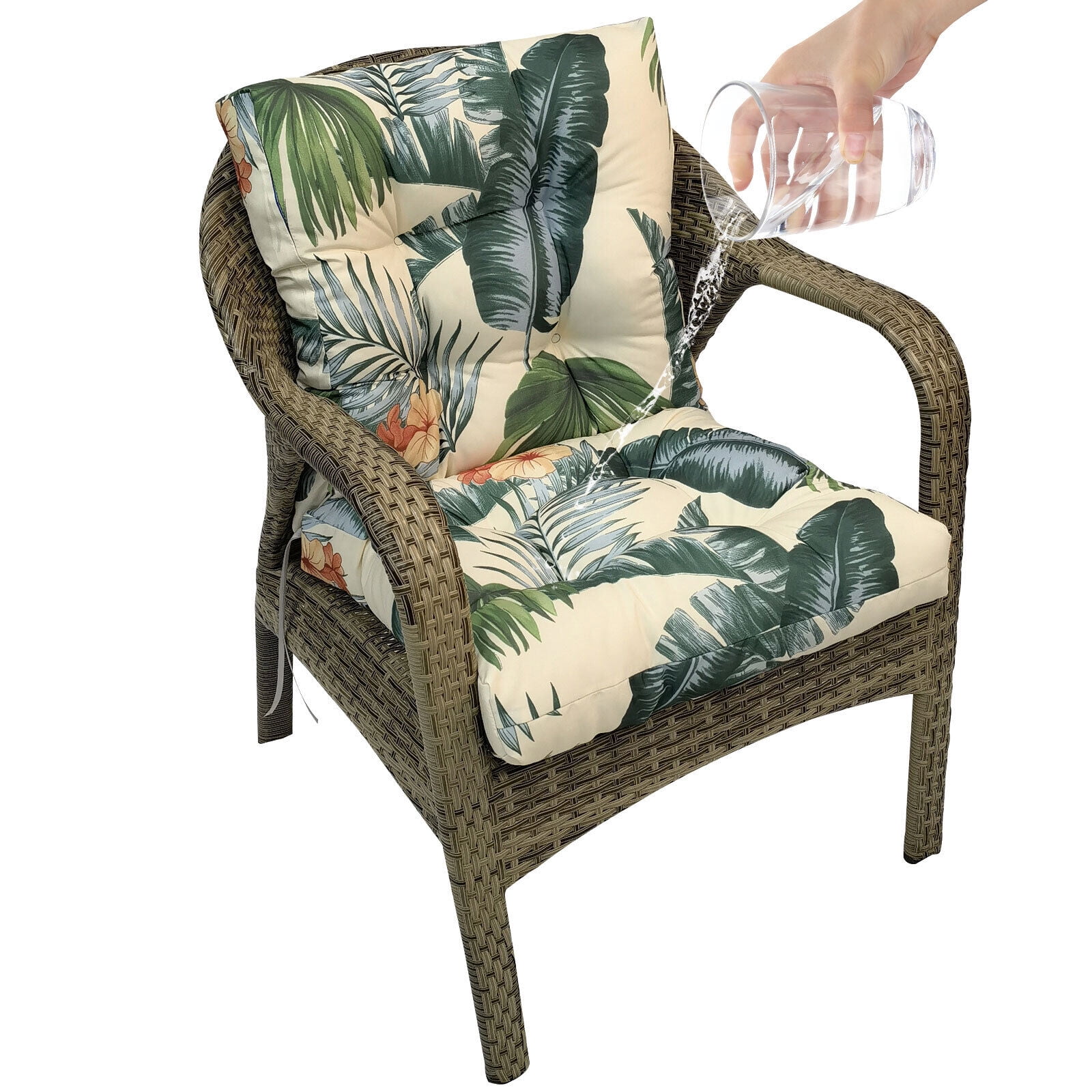 JIAN YA NA 42x21 inches Outdoor Patio Deck Dining Chair Cushions High Back Patio Rattan Seat Pad