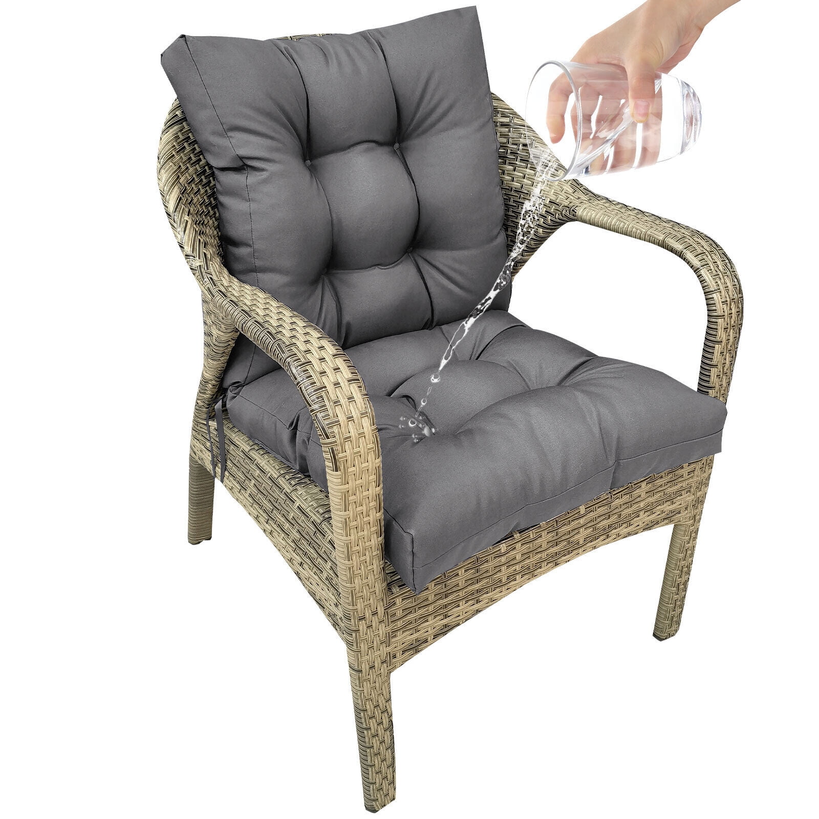 JIAN YA NA 42x21 inches Outdoor Patio Deck Dining Chair Cushions High Back Patio Rattan Seat Pad