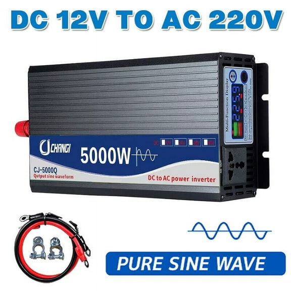 JIAN YA NA 5000W Pure Sine Wave Power Inverter DC 12V to AC 220V Converter for Car, Truck, Home, Vehicles, Boat, Power Converter
