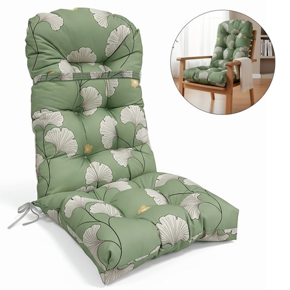 JIAN YA NA Adirondack Chair Cushions, 43''x19''x3'' Outdoor Patio Rocking Chair Cushion with Straps, Non-Slip Seat Pads for Porch Garden Balcony (Ginkgo Leaves)