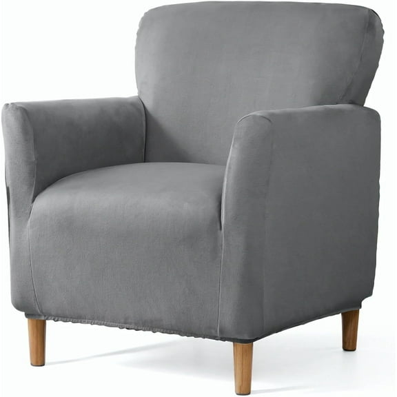 JIAN YA NA Banquet Armchair Slipcovers Chair Cover Velvet Stretch Armchair Sofa Cover Furniture Protector Couch Slipcover for 1-Seater Sofa with Arms (Dark Grey)