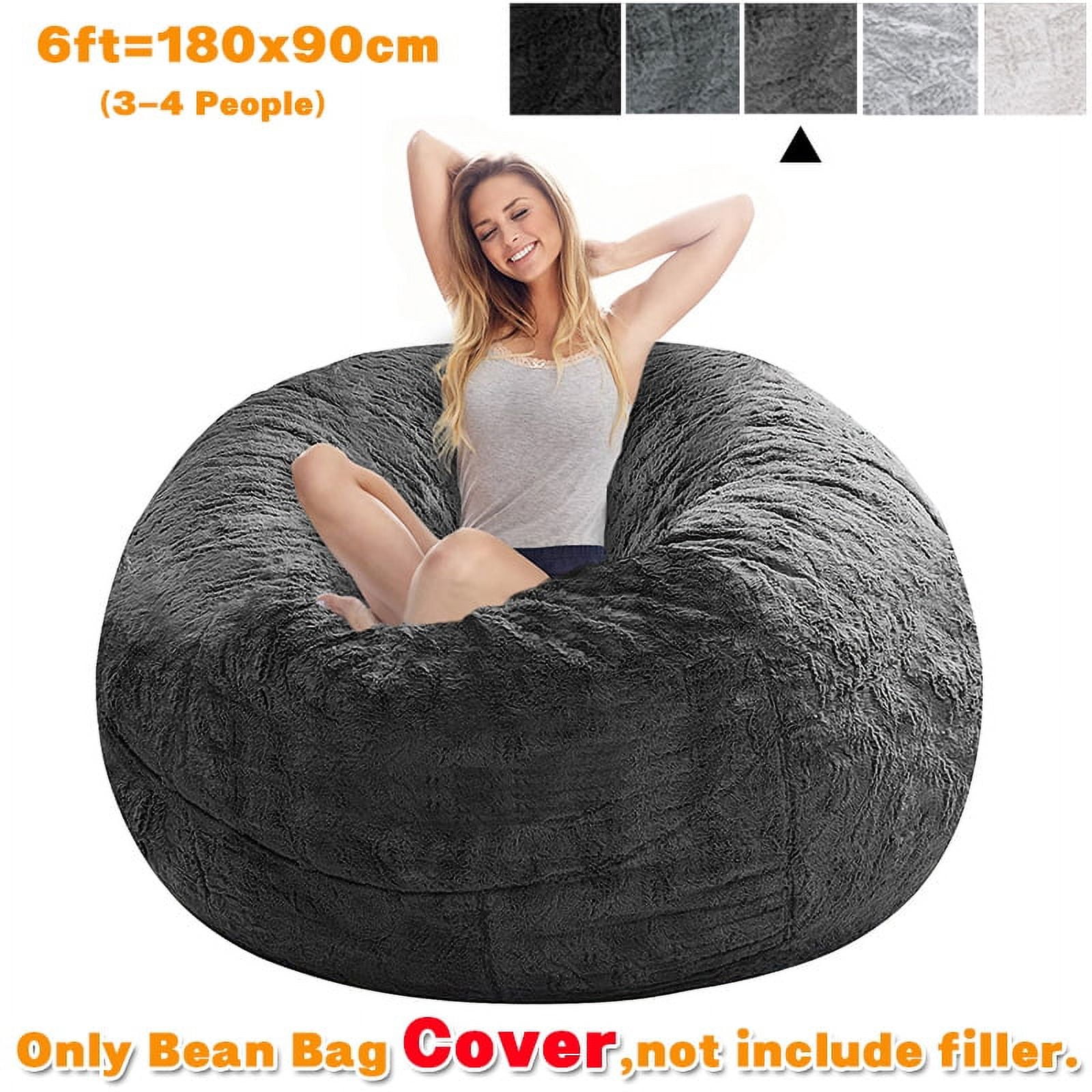 Giant Bean Bag for Adults, 7Ft 6Ft 5Ft Bean Bag Chair, Washable Bean Bag  Chair Large Lounger Cover for Dorm Family Room (No Filler),Yellow,5TF