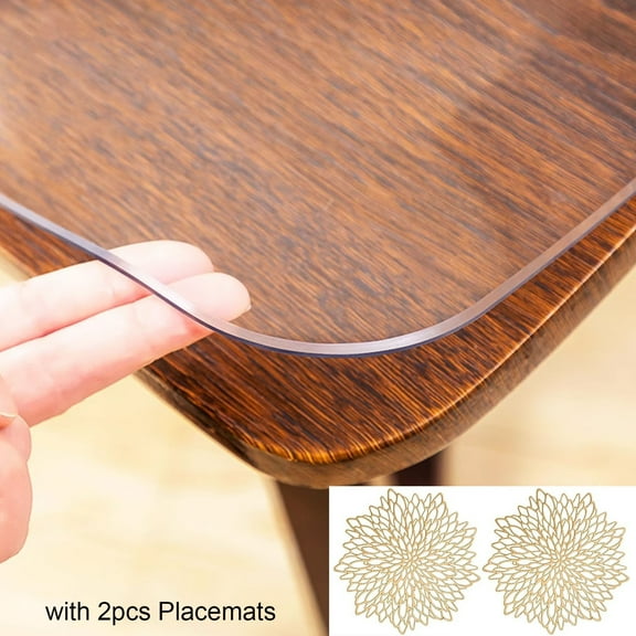 JIAN YA NA Clear Table Cover Protector, 1.5mm Thick Plastic Table Tablecloth PVC Desk Mat, 31 x 51 in Waterproof Tablecloth for Kitchen, Dinning Room