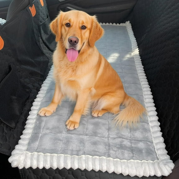 JIAN YA NA Dog Back Seat Cover, Car Back Seat Protector Mat, Scratchproof Non-slip Hammocks for Dogs Pets, 24.8*54in, Light Gray