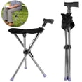 thumbnail image 1 of JIAN YA NA Folding Walking Stick Seat, Lightweight Aluminium Cane Seat Chair Stool for Adults, 330 Lbs Load Capacity, Black, 1 of 8