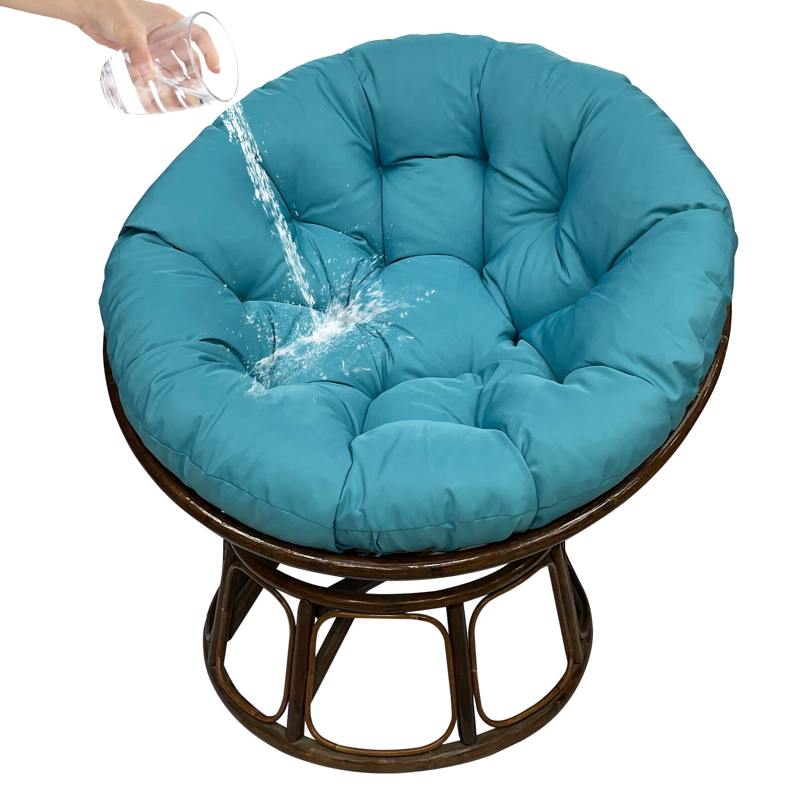 JIAN YA NA Indoor Outdoor Papasan Cushion, 47-inch Hanging Egg Chair Cushion Replacement (Without Chair), Blue