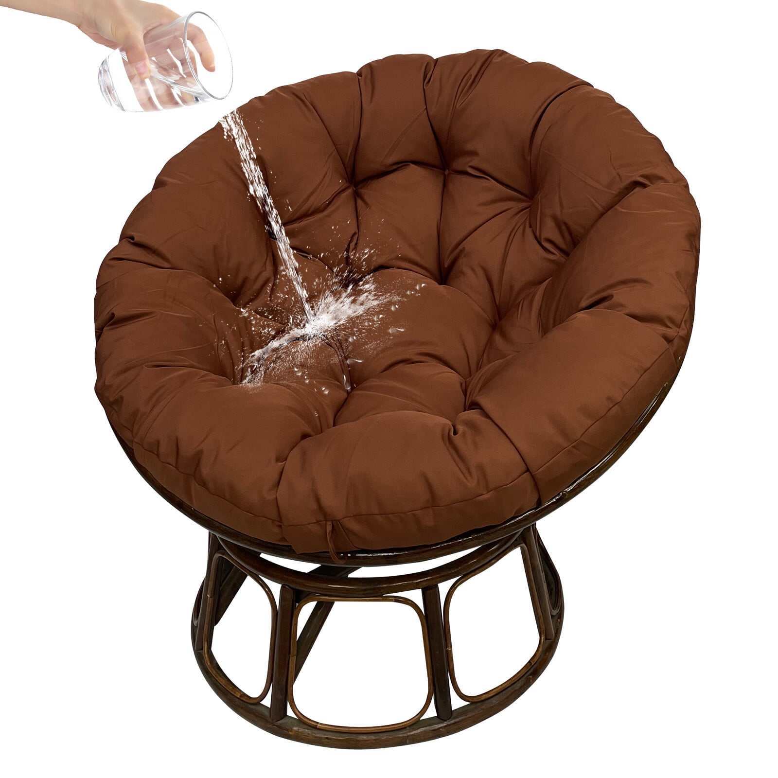 JIAN YA NA Indoor Outdoor Papasan Cushion, 47-inch Hanging Egg Chair Cushion Replacement (Without Chair), Chocolate