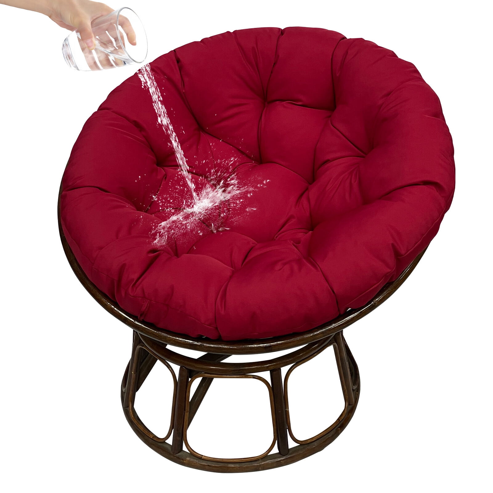 JIAN YA NA Indoor Outdoor Papasan Cushion, 51-inch Hanging Egg Chair Cushion Replacement (Without Chair), Burgundy