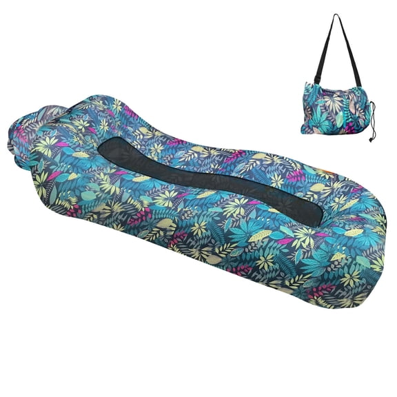 JIAN YA NA Instant Inflatable Lounger Air Sofa Hammock Lazy Bed Camping Picnic Sleeping Bed for Pool Float, Beach, Festival, Backyard and Outdoor (Tropical Blue)