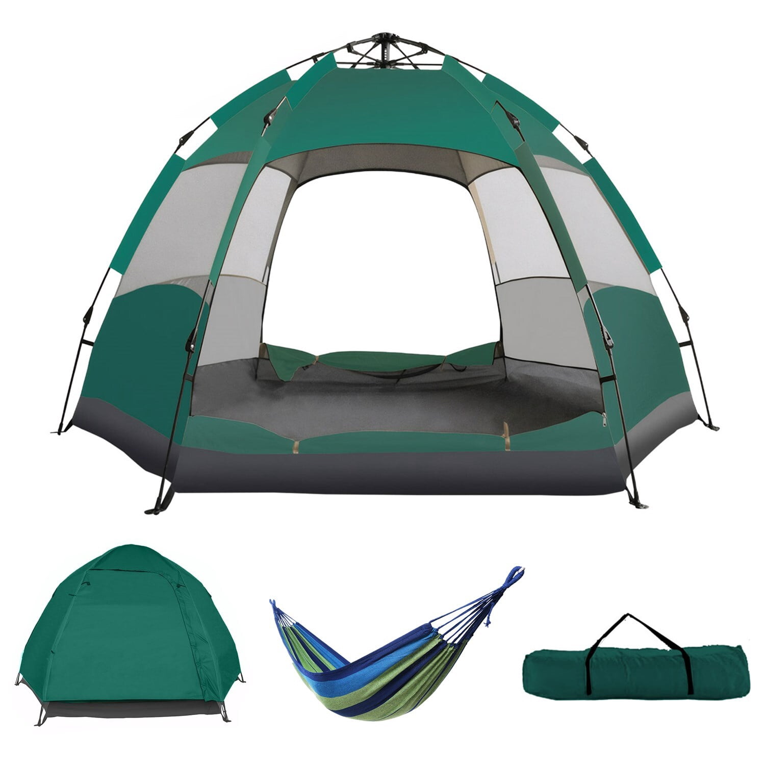 JIAN YA NA Instant Tent, Outdoor Camping Tent for 3-4 Person,  Automatic Pop Up Tent with Mosquito-proof Screens (Green)
