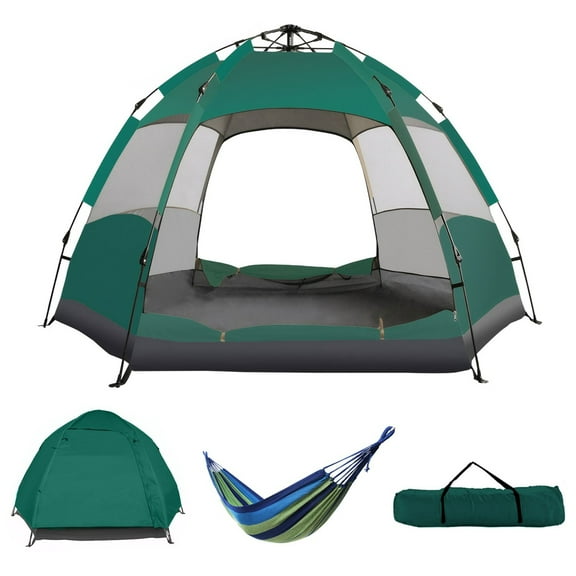 JIAN YA NA Instant Tent, Outdoor Camping Tent for 3-4 Person, Automatic Pop Up Tent with Mosquito-proof Screens (Green)