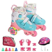 JIAN YA NA Kids Roller Skates Size Adjustable Children Toddler for Beginner Boys and Girls