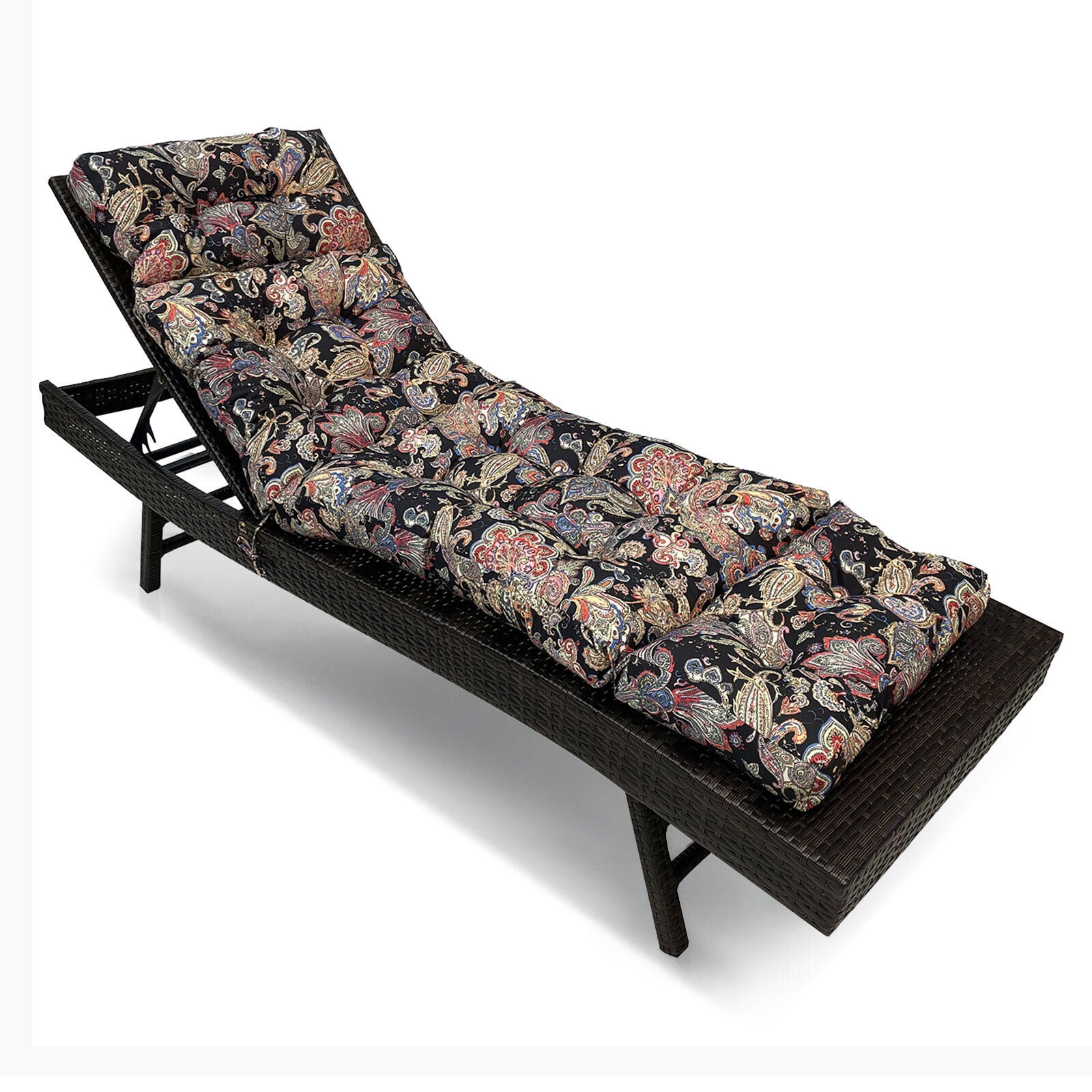 JIAN YA NA Lounge Chaise Chair Cushion Outdoor Indoor Seating Cushions Rocking Chair Padded with Ties (Black Flower)