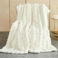 thumbnail image 1 of JIAN YA NA Luxury Rabbit Plush Faux Fur Throw Blankets, 1000GSM Soft and Warm Thick Cozy Throws, Double Sided Fluffy Plush Blanket for Sofa Couch Bed Living Room in Fall Winter (130x160cm, White), 1 of 13