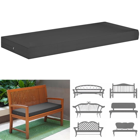 JIAN YA NA Outdoor Bench Cushions, Waterproof Swing Cushion Pads with Ties for Garden Patio Furniture (Dark Gray, for 2 Seater 122cm x 46cm)