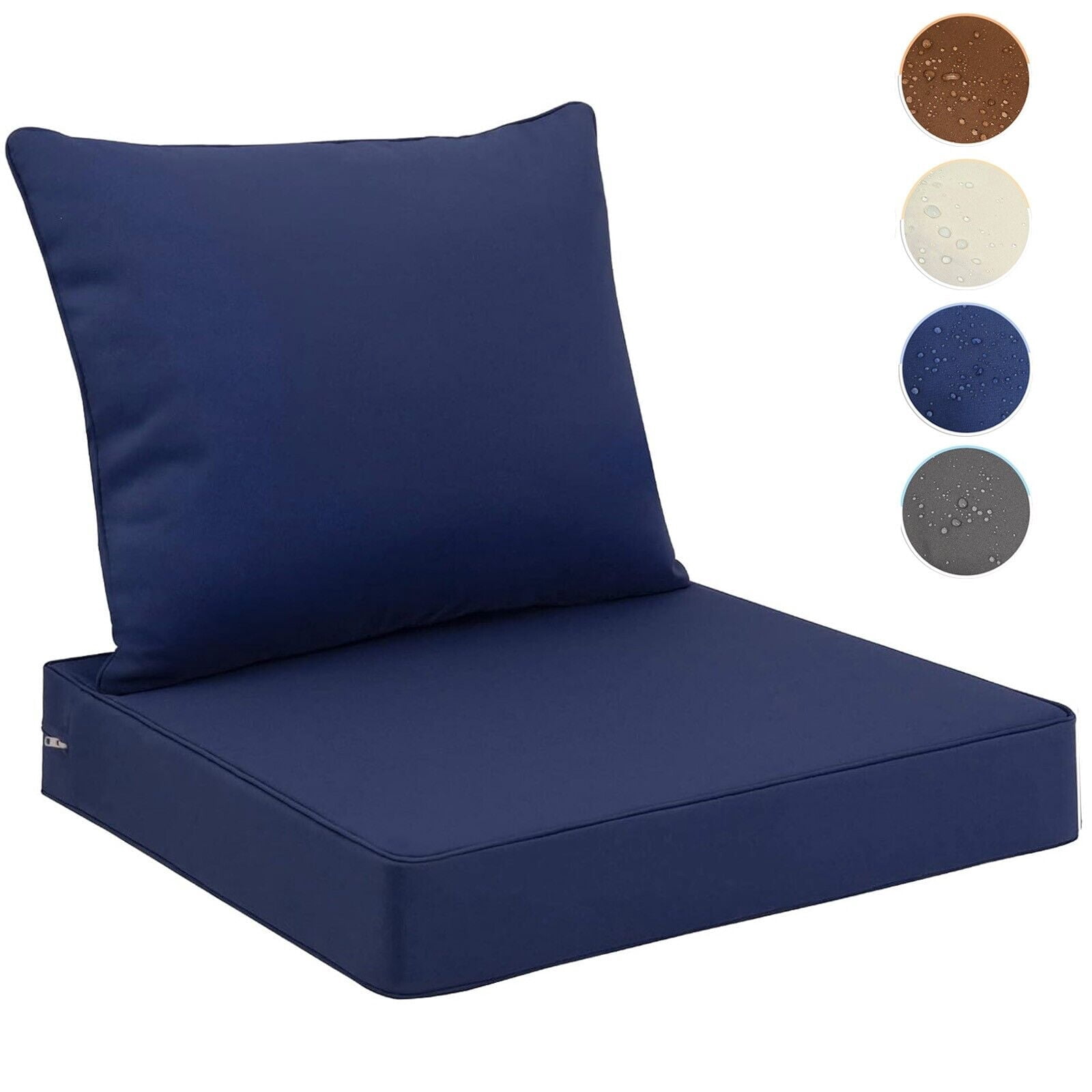 JIAN YA NA Outdoor Seat Cushion Set,  Waterproof Patio Furniture Cushion Pads, 19x19in, Navy