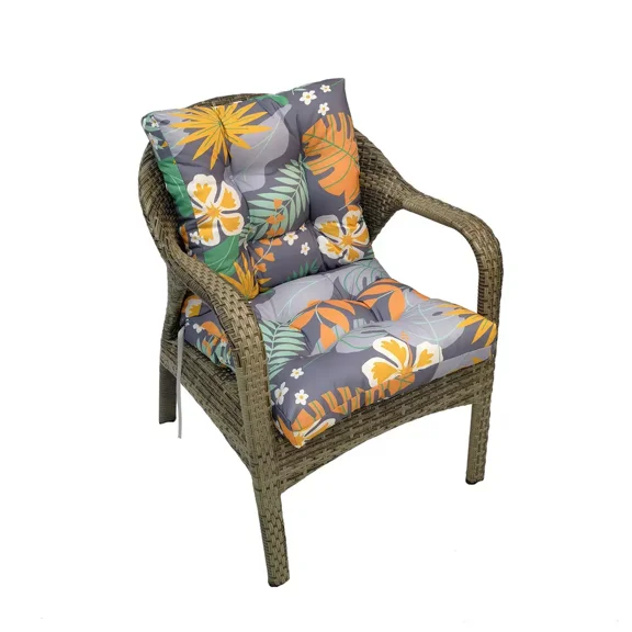JIAN YA NA Outdoor Patio Deck Dining Chair Cushions High Back Patio Rattan Seat Pad, 42x21 inches, Flowers