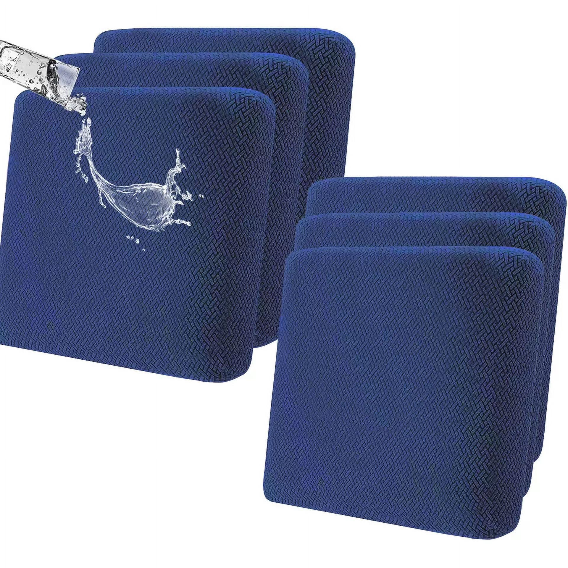 JIAN YA NA Outdoor Waterproof Couch Cushion Covers, Stretch Individual Patio Chair Cushion Outdoor Seat Cushion Pad Replacement Sofa Cushion Protector Sofa Slipcover (Navy blue, 6Pcs)