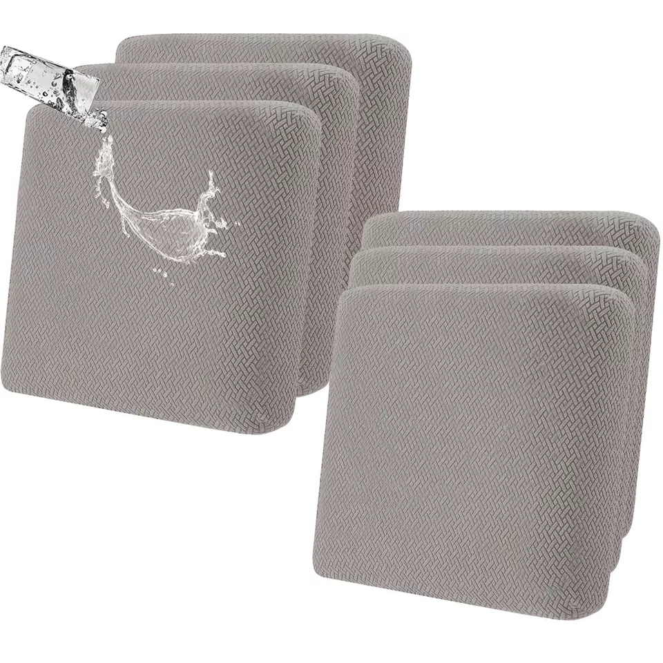 JIAN YA NA Outdoor Waterproof Couch Cushion Covers, Stretch Individual Patio Chair Cushion Outdoor Seat Cushion Pad Replacement Sofa Cushion Protector Sofa Slipcover (Taupe, 6Pcs)