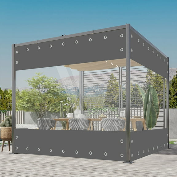 JIAN YA NA PVC Clear Tarps Curtain Spliced Side Panels Waterproof, Windproof, Dustproof, Anti-UV, Anti-Tear, Anti-Aging for Pergola, Garage, Patio, Balcony