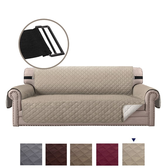 JIAN YA NA Quilted Sofa Cover Couch Covers Anti Slip Pet Protector Sofa Throw Waterproof(3-Seater,Khaki)