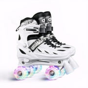 JIAN YA NA Roller Skates for Girls and Boys Teens, Adjustable 4 Sizes for Kids Toddler Rollerskates with Light up Wheels, for Youth Women and Men