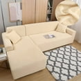 thumbnail image 1 of JIAN YA NA Sectional Sofa Slipcovers L Shape Couch Cover,2Pcs Thick Velvet Stretch Anti-Slip Couch Covers for 3 + 3 Seaters Chaise, Furniture Protector Slip Cover for Living Room Dogs (Off-White), 1 of 8