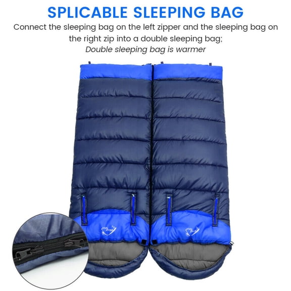 JIAN YA NA Sleeping Bags for Adults Kids Boys Girls Backpacking Hiking Camping Waterproof Indoor Outdoor Use Portable Lightweight(Blue-Left+Right)