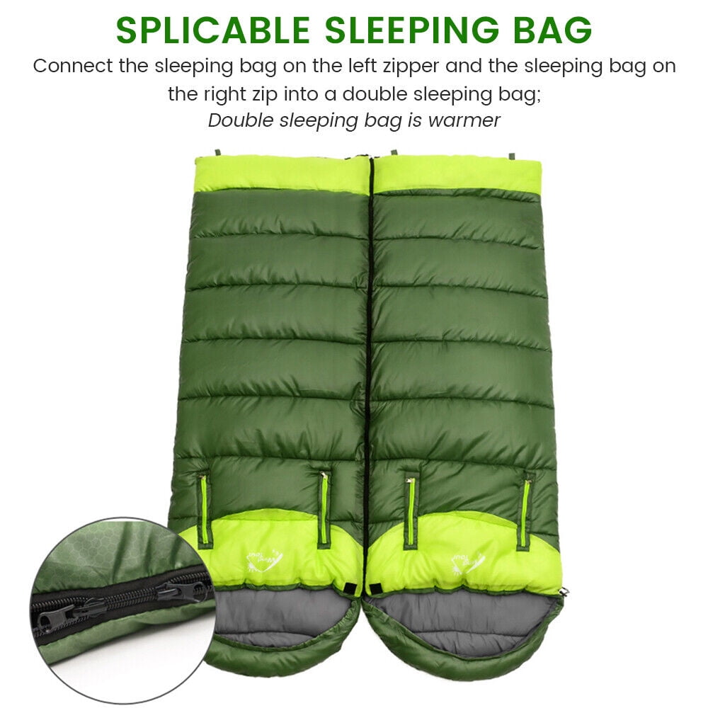JIAN YA NA Sleeping Bags for Adults Kids Boys Girls Backpacking Hiking Camping Waterproof Indoor Outdoor Use Portable Lightweight(Green-Left+Right)
