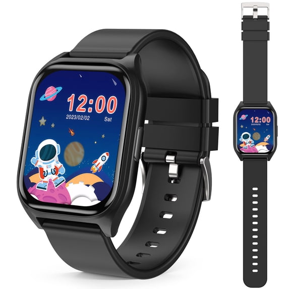 JIAN YA NA Smart Watch for Kids, 1.5" Smartwatch with 14 Puzzle Games 20 Exercise Mode Alarm, Girls Boys Watch (Black)
