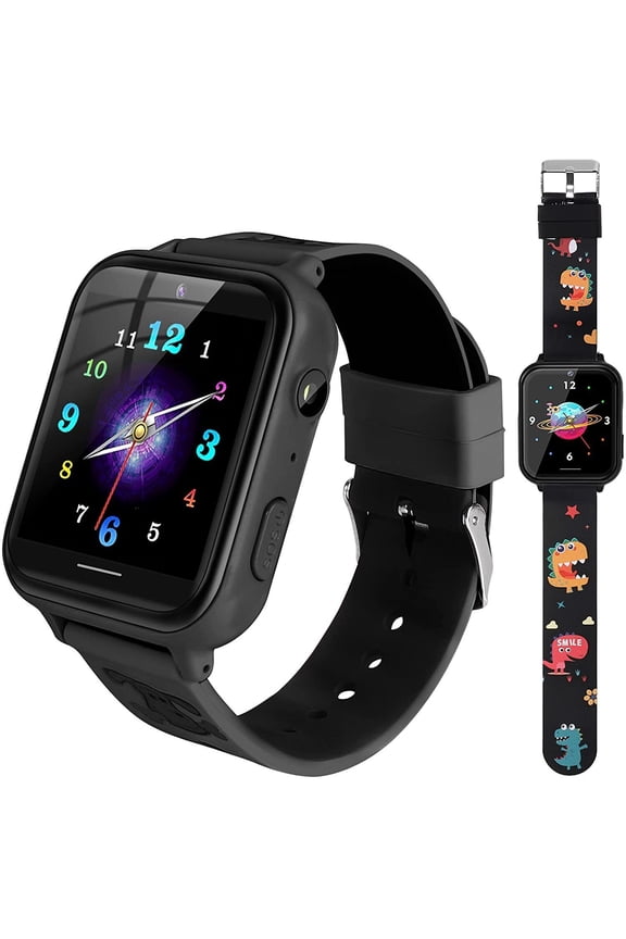 Smart Watch for Kids, Kids Watch with 10 Games Camera Music SOS Call Alarm, Birthday Gifts for Age 4-12 Boys Girls（Black）