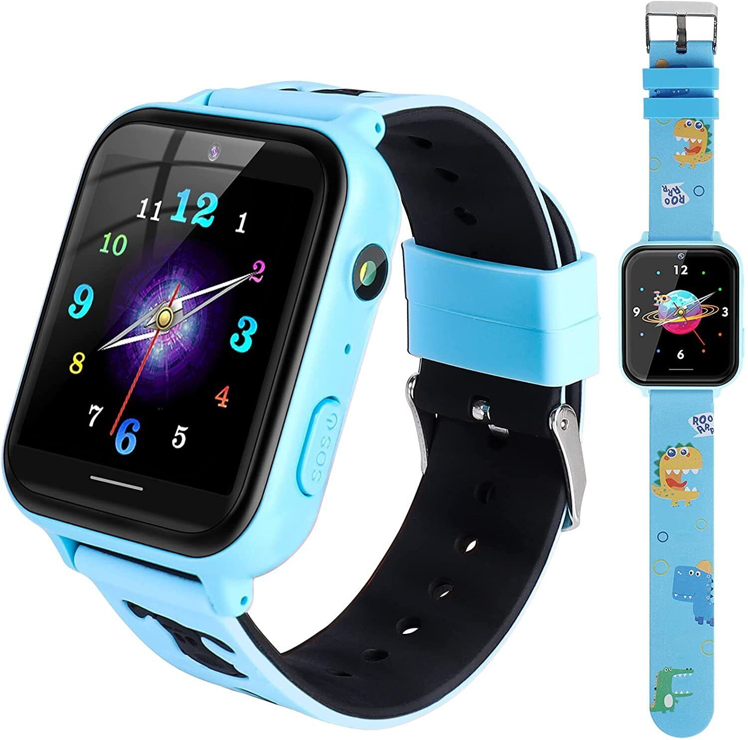 JIAN YA NA Smart Watch for Kids, Kids Watch with 10 Games Camera Music SOS Call Alarm, Birthday Gifts for Age 4-12 Boys Girls（Blue）