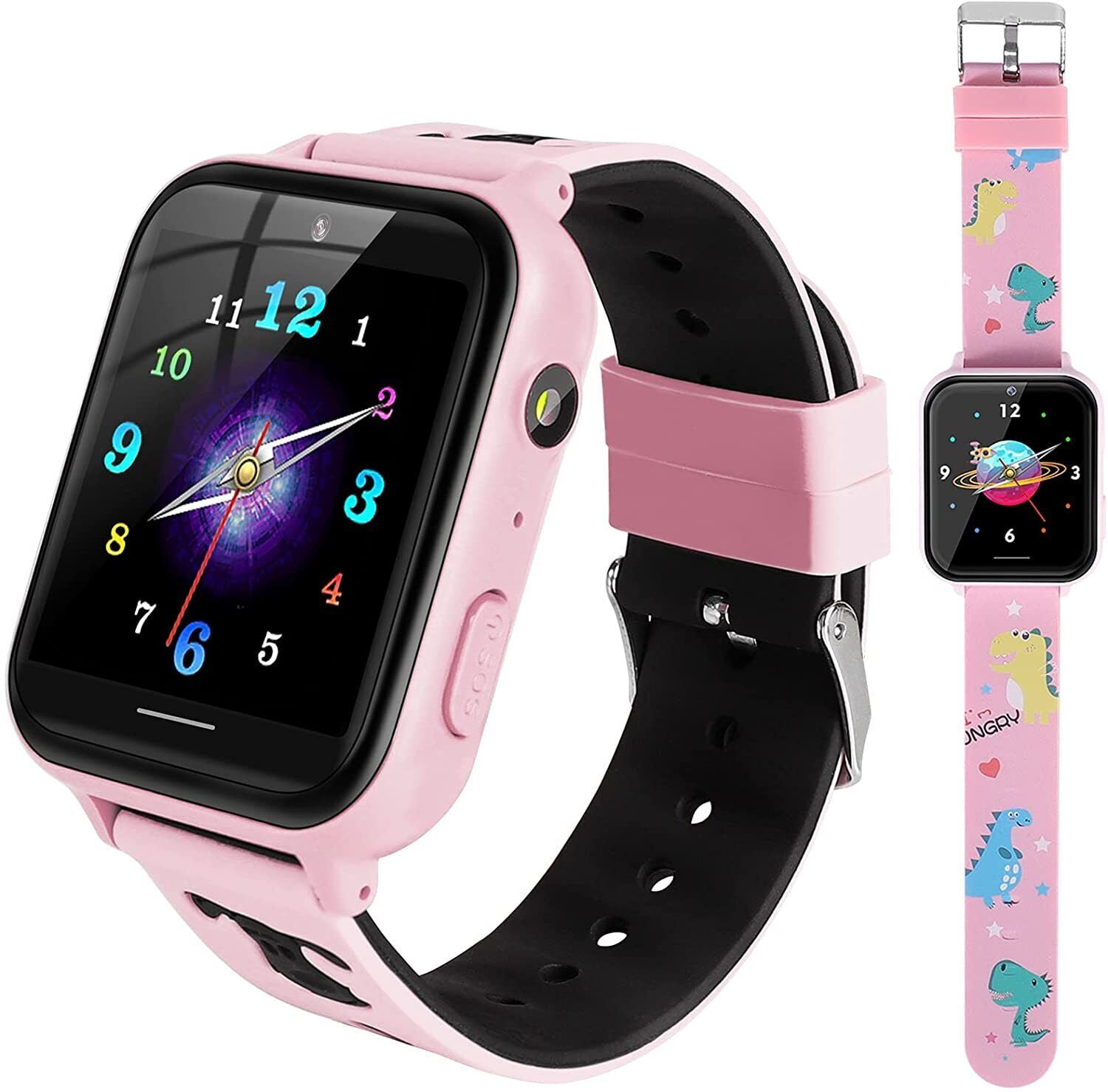 JIAN YA NA Smart Watch for Kids, Kids Watch with 10 Games Camera Music SOS Call Alarm, Birthday Gifts for Age 4-12 Boys Girls（Pink）