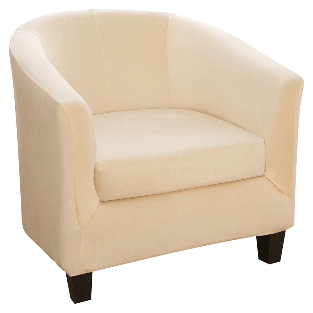 JIAN YA NA Stretch Velvet Club Chair Cover Tub Chair Covers Armchair Sofa Slipcover Furniture Protector for Living Room 2 Pcs/Set（Beige）