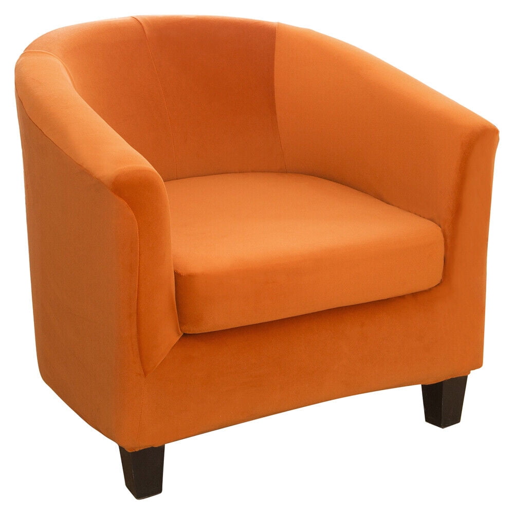 JIAN YA NA Stretch Velvet Club Chair Cover Tub Chair Covers Armchair Sofa Slipcover Furniture Protector for Living Room 2 Pcs/Set（Orange）