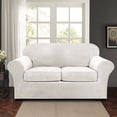 thumbnail image 1 of JIAN YA NA Stretch Velvet Sofa Covers Couch Covers Sofa Slipcovers(White, Loveseat Cover), 1 of 8