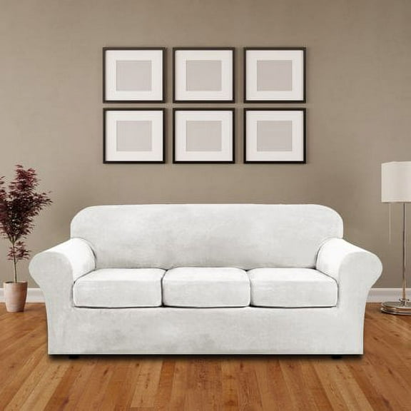JIAN YA NA Stretch Velvet Sofa Covers Couch Covers Sofa Slipcovers(White, Sofa Cover)