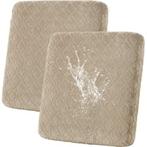 JIAN YA NA Waterproof Couch Cushion Covers, Pack of 2 Stretch Sofa Seat Cushion Slipcovers, Jacquard Washable Furniture Protector for Pets (Khaki)