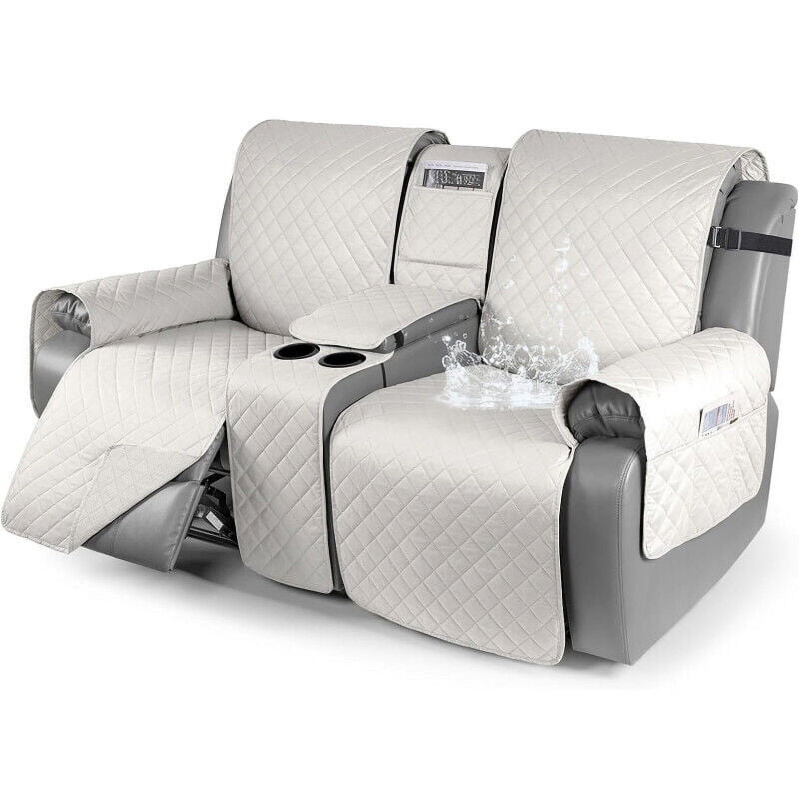 JIAN YA NA Waterproof Loveseat Recliner Cover, with Center Console