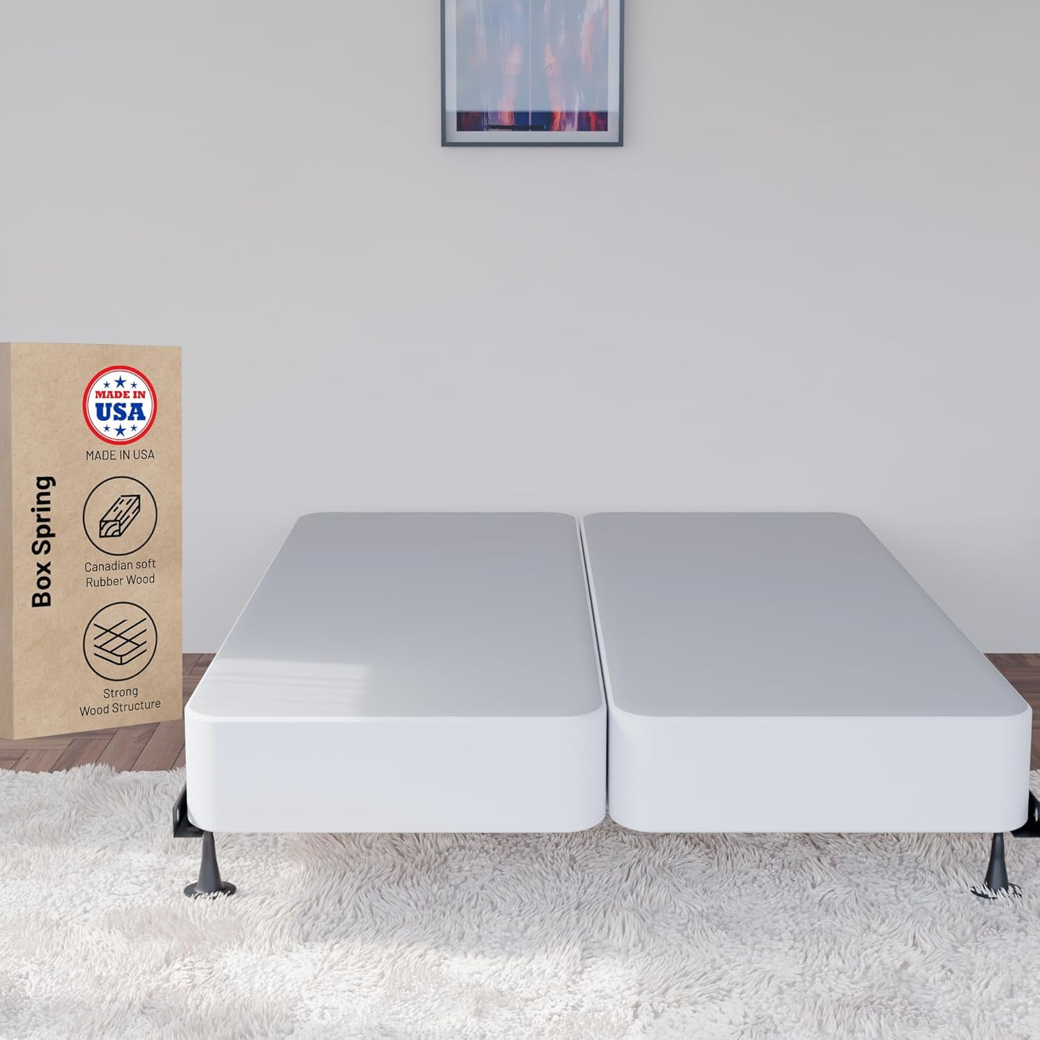 JIANBIAO Fully Assembled Low Profile Split Wood Traditional Boxspring ...