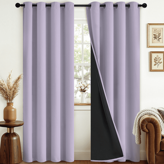 JIANCOL Lilac Blackout Curtains 84 Inches Length for Bedroom Room Darkening Thermal Insulated Total Light Blocking Window Drapes with Black Backing 52Wx84L 2 Panels for Living Room