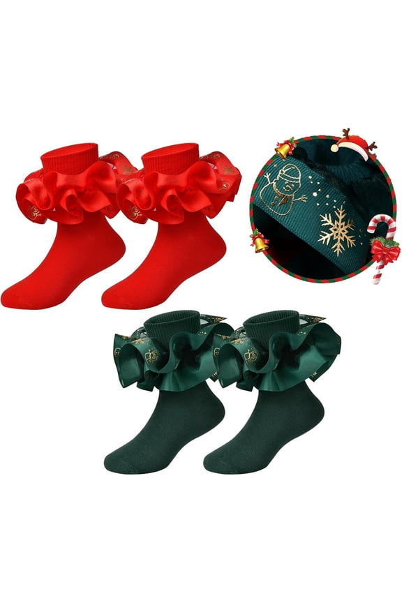 Girls Ruffle Socks Toddler Girls Lace Sock Baby Girl Big Double Lace Ruffle Turn Cuff Socks Toddler Dress Socks