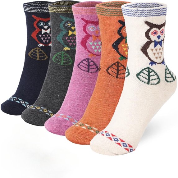 JIANFANG Socks Women, Soft Knit Wool Winter Thick Warm Cabin Fuzzy Crew Women Socks 5 Pack