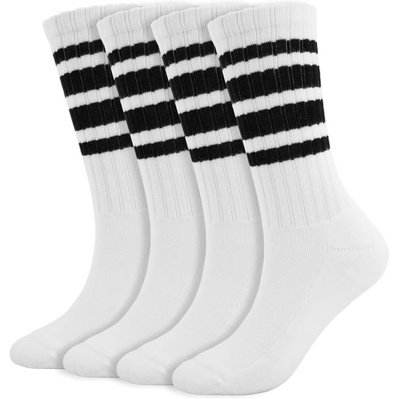JIANFANG Striped Crew Socks Women - Retro Novelty Socks - Stretchy Casual Athletic Cotton Sock Size 5-11