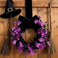 thumbnail image 1 of JIANGHUI Halloween Wreath - 8.6 Inch Small Halloween Wreaths with Velvet Bow,Decorative Hanging Wreath for Front Door,Cabinet,Window,Wall Decor,Fall Wreath for Thanksgiving Halloween Decor(B), 1 of 6