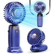 JIANIYA Portable Handheld Fan,Neck Fan,90° Adjustable, 5 Speed Wind,USB Rechargeable Foldable Fan, Quiet Personal Fan,15 hours of use
