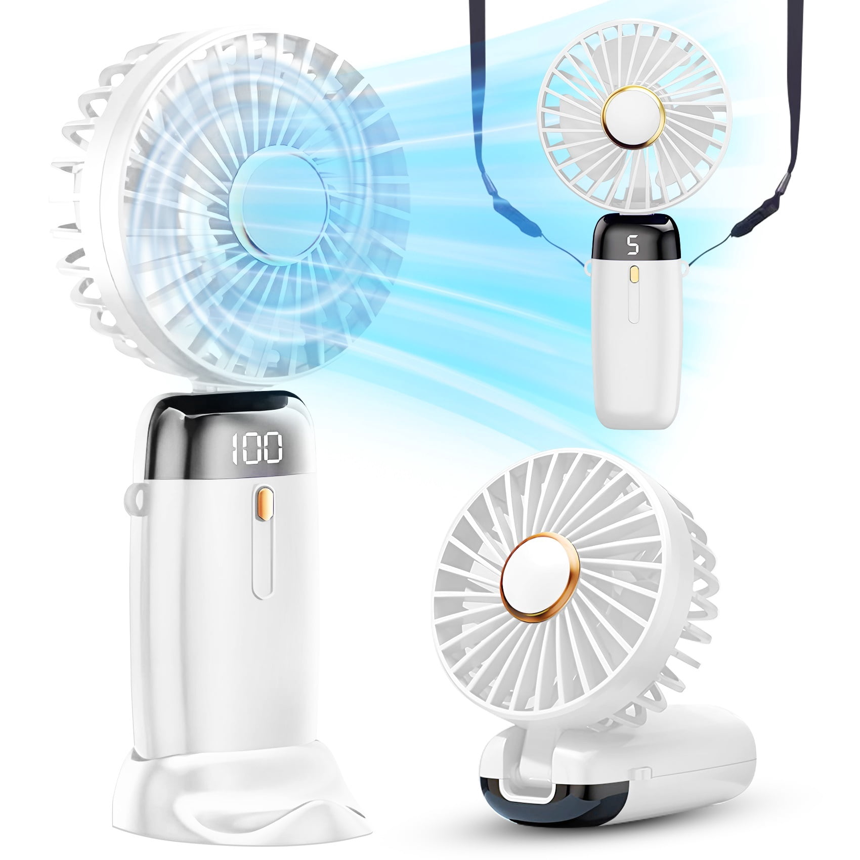 JIANIYA Portable Handheld Fan, Neck Fan, 90Â° Adjustable, 5-Speed, USB ...