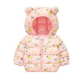 thumbnail image 1 of JIANJIA Baby Boys Coats & Jackets Autumn Winter Padded Cartoon Print Bear Ears Hooded Long Sleeve Tops Coat Streetwear,Pink,18-24 Months, 1 of 3