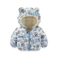 thumbnail image 1 of JIANJIA Baby Boys Coats & Jackets Kids Cartoon Dinosaur Bunny Print Bear Ears Hooded Long Sleeve Warm Tops Coat Streetwear,Blue,12-18 Months, 1 of 2